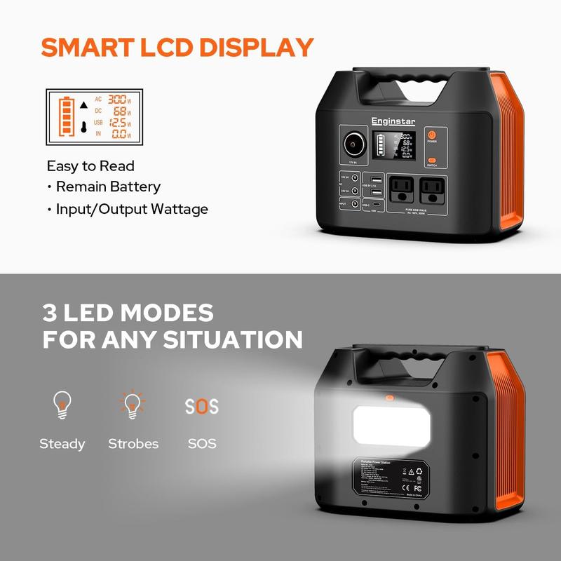 Estação de Energia Portátil EnginStar 300W 296Wh 110V CA - Fonte